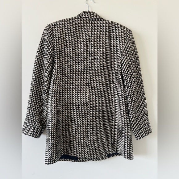 Vintage Emily Rutenburg Houndstooth 100% Handwoven Silk Single Breasted Blazer S - Picture 9 of 13